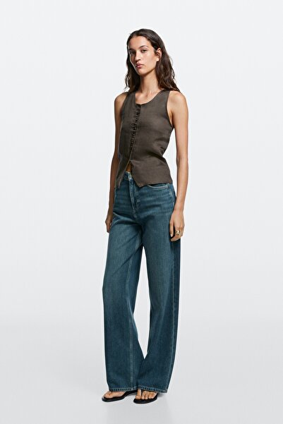 Massimo Dutti Orta bel relaxed fit geniş paça jean