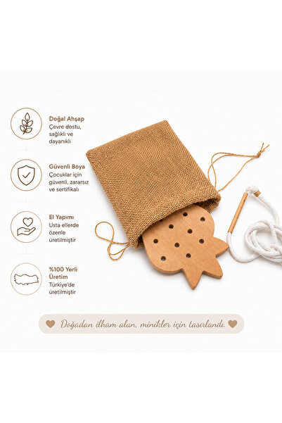 Montessori Gemisi Montessori Strawberry Stringing Set |   Wooden Rope Threadi...