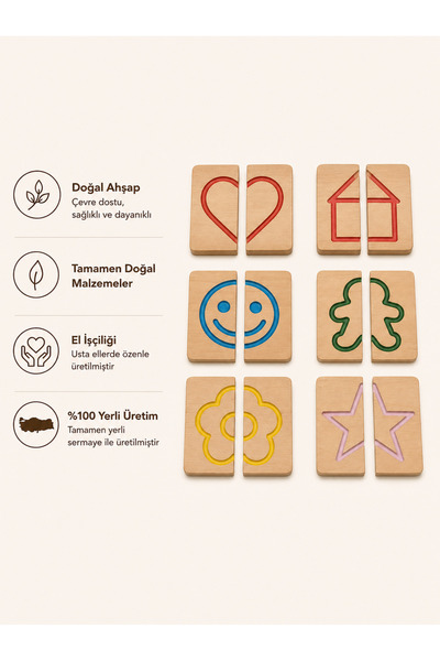 Montessori Gemisi Whole - Half Wooden Puzzle