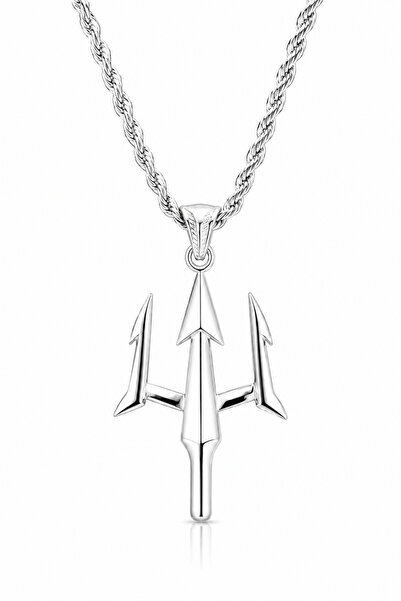 AK STORE SİLVER Erkek, Denizler Tanrısı Poseidon'un Mızrağı Figürlü K-104 Pas...