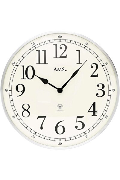 AMS Ceas de perete 5606, cuarț, alb, analogic, modern