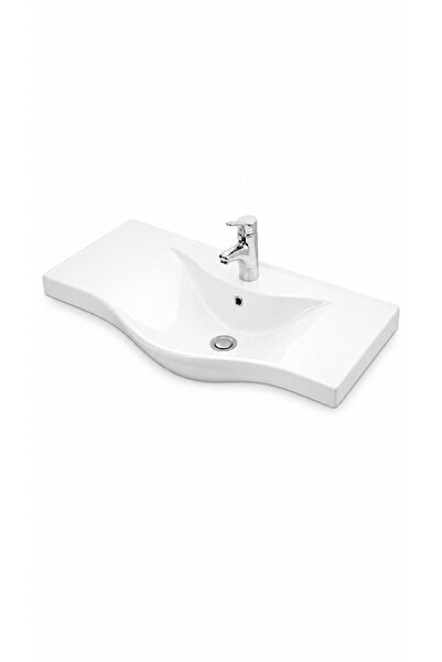 LAPİNO BASIC ETEJERLİ LAVABO 100 CM BEYAZ (7100)