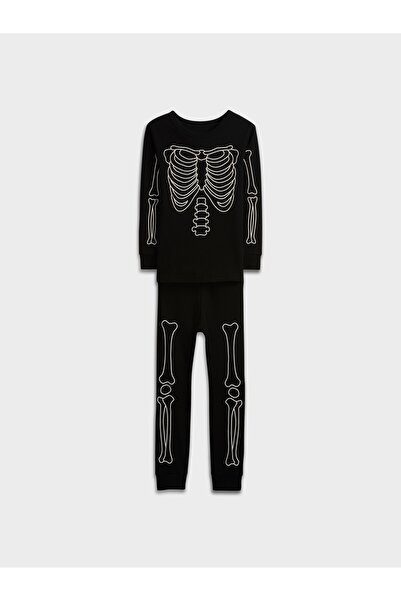 GAP Bebek Siyah Glow-in-the-Dark Grafik Baskılı Pijama Takımı