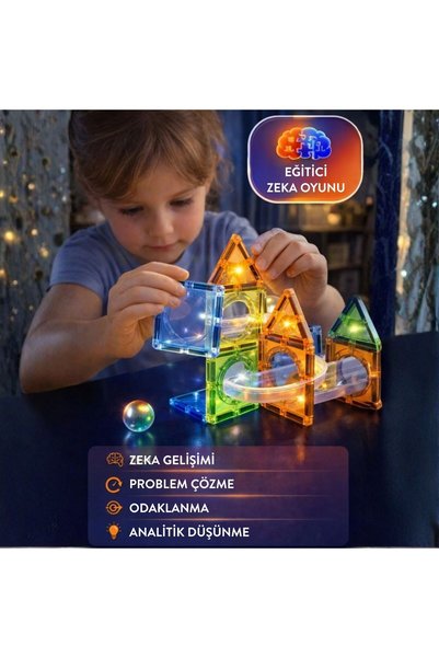 Dossimo Renkli Top Figürlü - Çocuklar İçin Renkli 3 Boyutlu Mıknatıslı 86 Parça Manyetik Oyun Seti