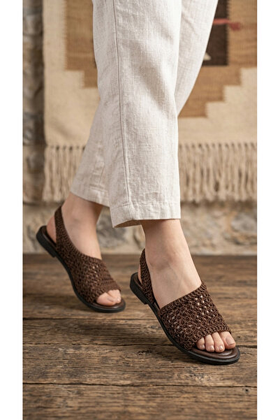 Moda Devrin Brown Women's Summer Comfortable Daily Knitted Sandals