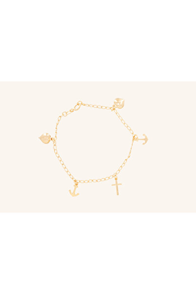 Generic Brand Brățară de damă placată cu aur Irina, cu talismane, 18 cm