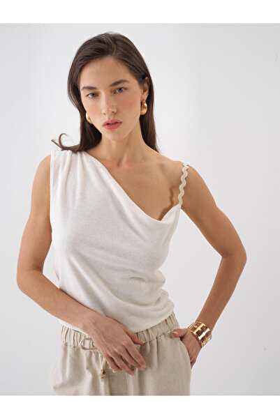 Xint Kadın Naturel Keten Karışımlı Slim Fit Bluz