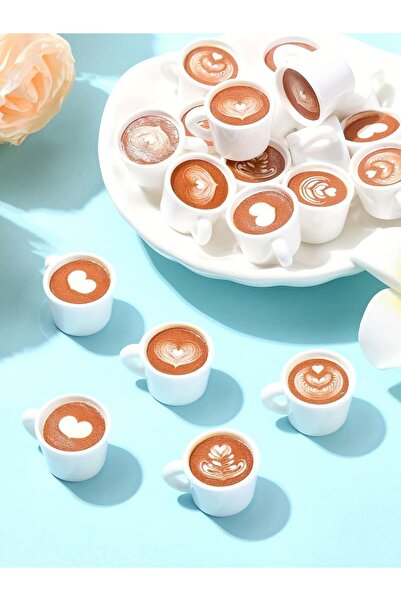 Choice 30pcs WHITE 10/20/30 Pieces Miniature Coffee Cup Charms with Latte Art...