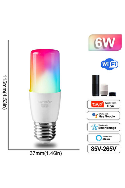 Choice Yes 85-265V T37 6W E27 Dimmable Tuya Rgb Smart Bulb Gu10 C37 A60 T37 E...