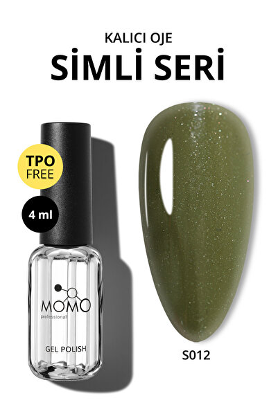 MOMO professional Kalıcı Oje S012, Simli Haki Yeşil, 4 ml