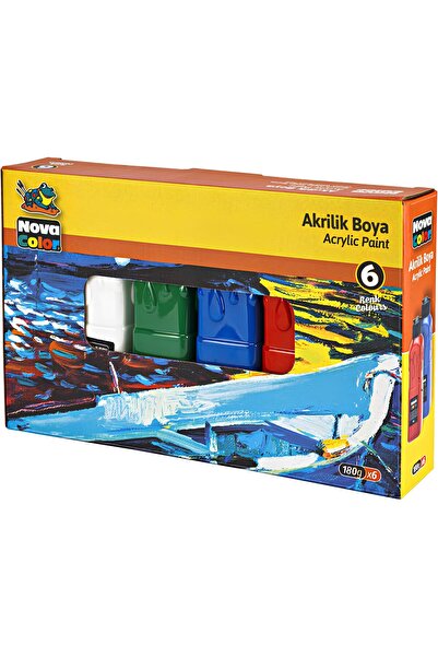 KayıkcıKırtasiye Nova Color 6 Renk 180 gr Akrilik boya