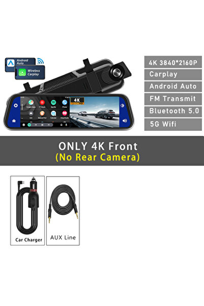 Choice4 4K-No Rear cam 10" Dash Cam 4K 3840*2160P Car Dvr Carplay Android Aut...