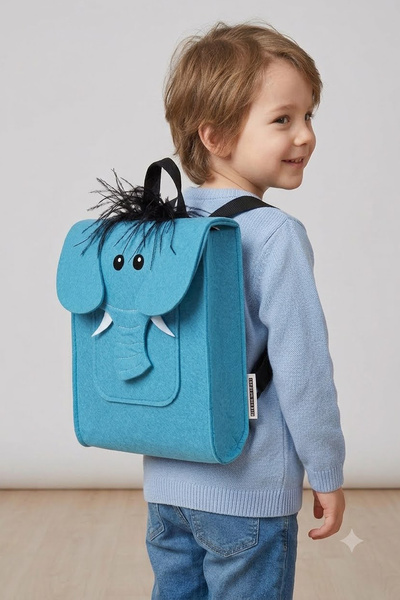 Ju Yaratıcı Tasarım Felted Elephant Figured Children's Bag