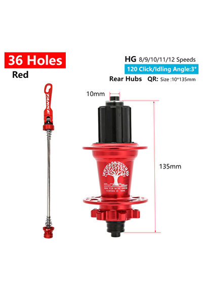 Choice 36H Red QR Rear TANKE 120 Click Hub 6 Bearing MTB Mountain Bike Hub Fr...