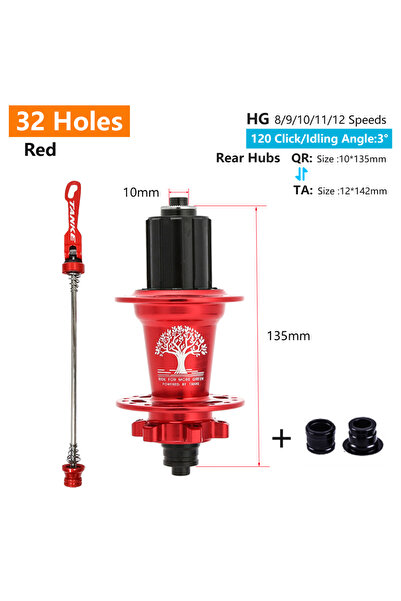 Choice 32H Red QR-TA R TANKE 120 Click Hub 6 Bearing MTB Mountain Bike Hub Fr...