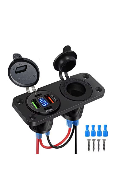 Choice6 مقبس ولاعة سجائر مقاوم للماء مع سلك B، شحن سريع 3.0، منفذ USB مزدوج 1...