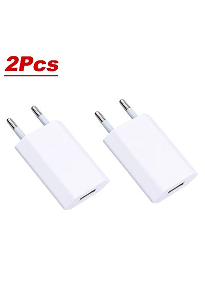 Choice8 شاحن USB أبيض بقابس أوروبي، 2 قطعة، شحن سريع 5 فولت/1 أمبير، محول طاق...