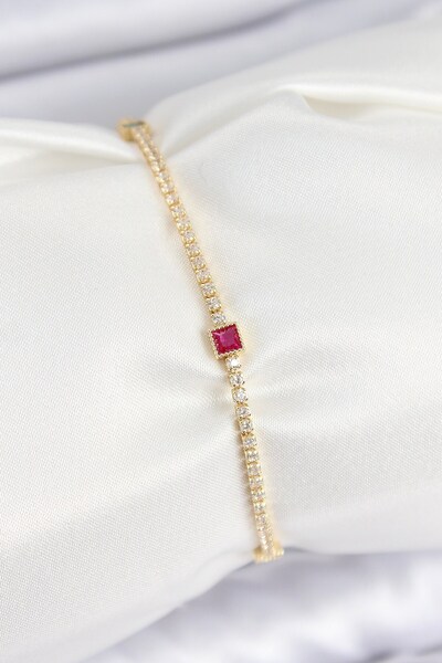 Inure Jewelry Brass Zircon Stone Square Model Gold Color Women's Bracelet