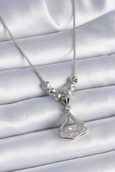 Inure Jewelry 316L الصلب سلسلة فضية اللون الجنكة ليف نموذج الزركون حجر التفاص...