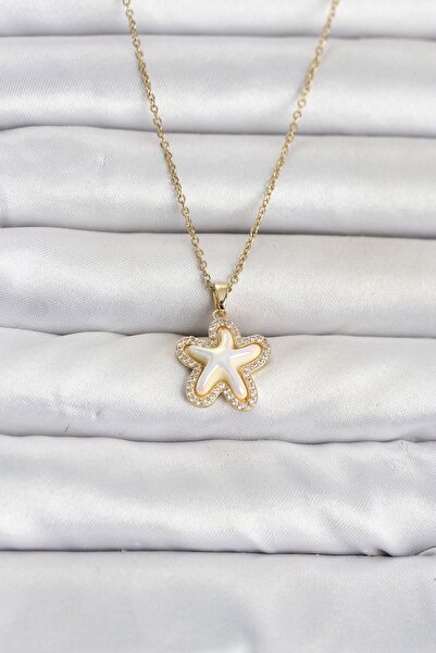 Inure Jewelry 316L Steel Chain Gold Color Starfish Model Women's Necklace