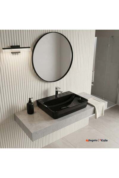 KALE Zero 2.0 60x45 Cm Siyah Dikdörtgen Tezgah Üzeri Lavabo