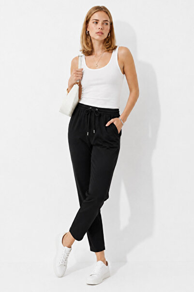 VENA Kadın Alian Beli Lastikli Beach Pantolon %100 Lyocell (Tencel™) - Siyah