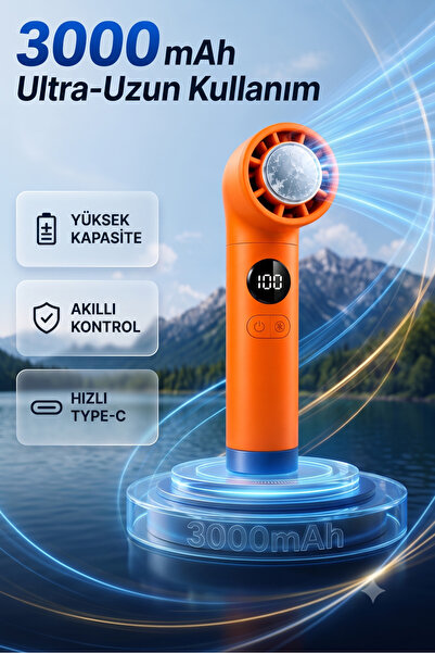 TARÇIN Y19S Taşınabilir Turbo Fan 199 Kademe Dijital Ekranlı Şarjlı El Fanı B...