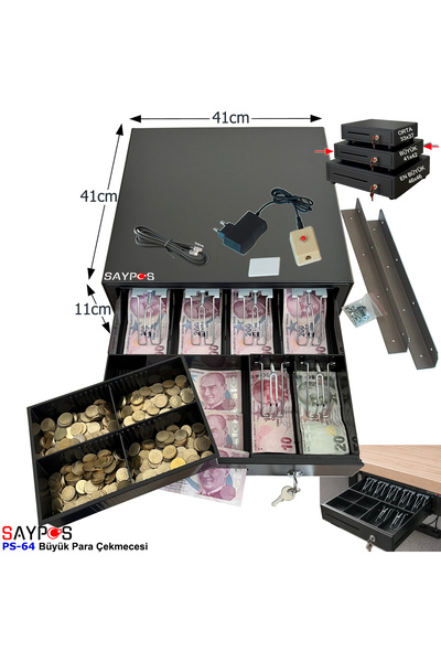 SAYPOS Butonlu ve Askılı (Takım Halinde) 6 Kağıt Para Gözlü Gizli Hazneli Büy...