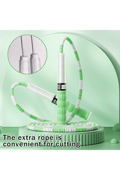 choice2 Green Bamboo Soft Bead Skipping Rope Anti-Skid Segmented Fitness Jump...