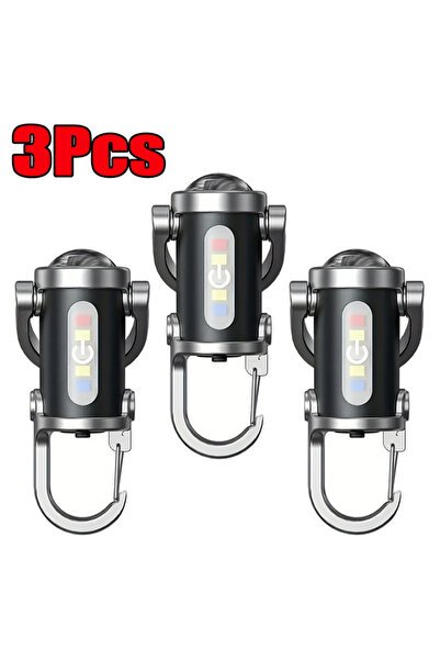 Choice 3PCS Powerful Mini COB LED Keychain Flashlight USB Rechargeable Hangin...