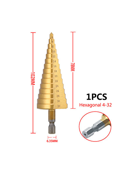Choice Hexagonal 1PC 4-32 4-32 mm 4-20 mm HSS Titanium Coated Step Drill Bit ...