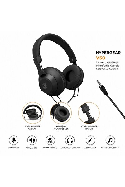Genel Markalar V50 Type-C ve 3.5mm Jack Girişli Mikrofonlu Kablolu Kulaküstü ...