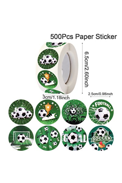 Choice 2.5CM 1 500pcs Green Soccer Stickers Football Themed Paper Sticker for...