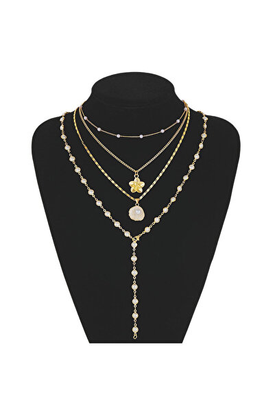 Choice Gold-color European and American Personalized New Flower Pendant Pearl...