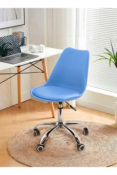 Taimi Modern Blue Office Chair, Swivel Adjustable Height, Padded Seat, with W...