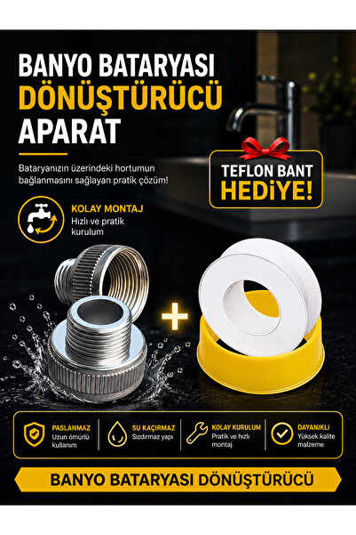 Banyo Bataryası Dönüştürücü Duş Adaptörü + Teflon bant