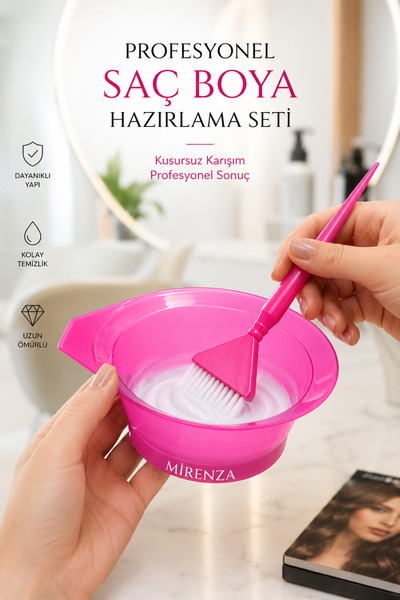 mirenza cosmetic مجموعة احترافية لصبغ الشعر باللون الوردي - وعاء صبغ الشعر - ...