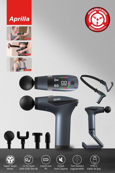 Aprilla Afm-2898 4 Başlıklı Şarjlı Sporcu Masaj Aleti Darbeli Titreşimli Masa...