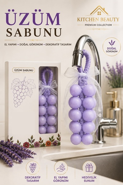 Kitchen Beauty Mor Üzüm Şekilli Kokulu Dekoratif Sabun | Doğal İçerikli Kokul...