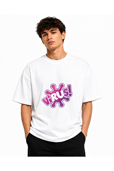 Inscriptie Tricou Unisex Bumbac Premium Casual " Virus mov "