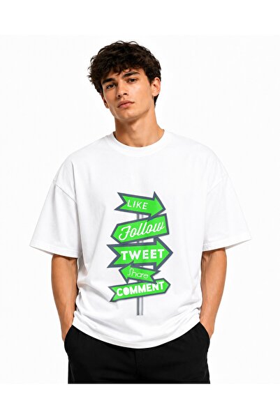 Inscriptie Tricou Unisex Bumbac Premium Casual " Social media buttons 2 "