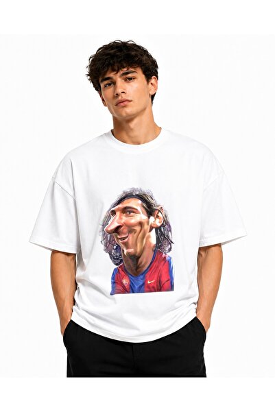 Inscriptie Tricou Unisex Bumbac Premium Casual " Messi cartoon "