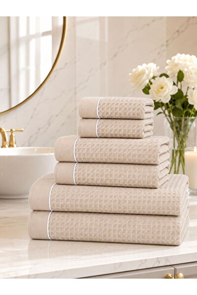 Donetella Pack of 6 Waffle Towel Set – 310 GSM Microfiber, Soft, Absorbent & ...