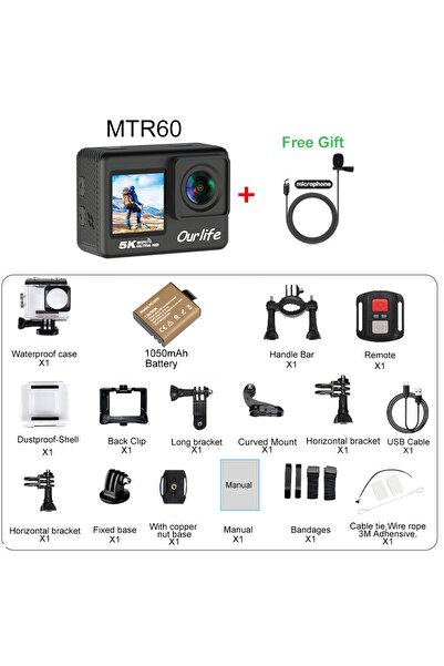 Choice3 كاميرا الحركة Ourlife 5K30FPS بدون بطاقة ذاكرة، مزودة بميكروفون MTR60...