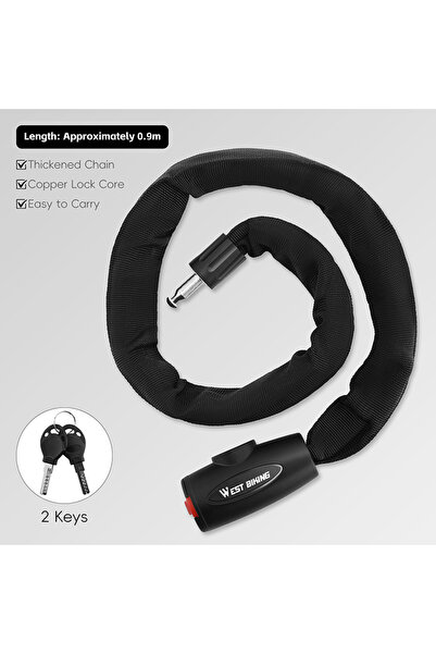 Choice1 Black-0.9m WEST BIKING Bike Anti Theft Chain Lock Hard Steel Alloy Du...