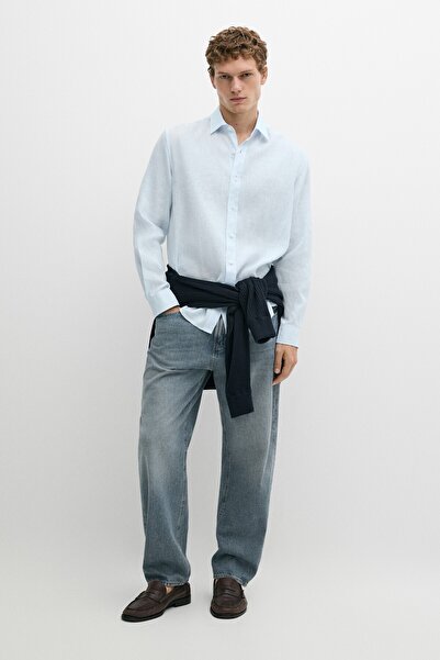 Massimo Dutti %100 keten regular fit gömlek