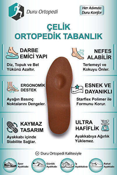 DURU ORTOPEDİ Çelik Destekli Ortopedik Tabanlık (1 Çift)