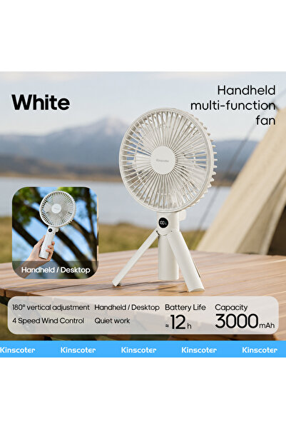 Choice4 B White New Portable Folding Handheld Fan 3000mAh Desktop Rechargeabl...