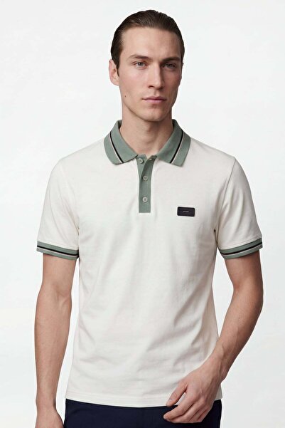 HAKKE Men's Striped Detailed Short Sleeve Polo T-Shirt
