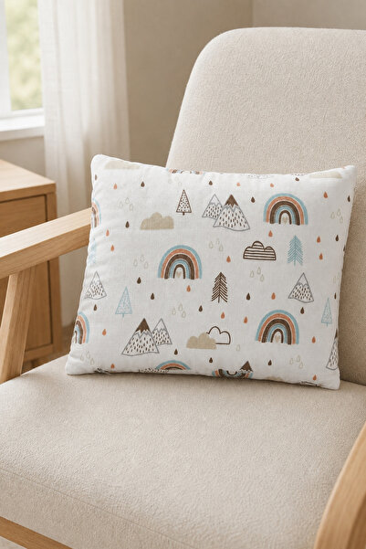 Ponchik 100% Cotton Muslin Baby Pillow 42X33 cm Bead Silicone Filled Pillow a...